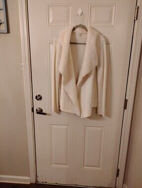 Kate & Sam Cozy Open-Front Ivory Women's Sweater Cardigan